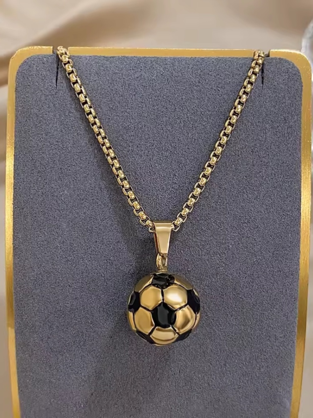 FIFA Trend Soccer Football Pendant Stainless Steel Necklaces for Men Women Gold